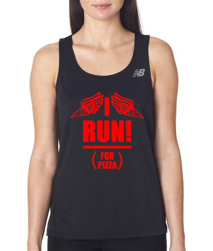 Running - I Run For Pizza - NB Ladies Black Singlet